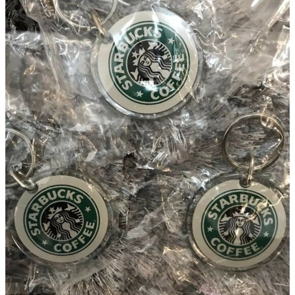 Starbucks Original Logo Keychain Lucite Pendant Fob Coffee Key Ring Vintage - Picture 3 of 9